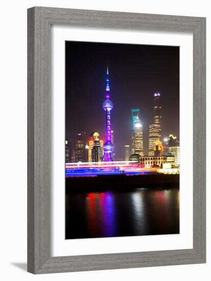 China 10MKm2 Collection - Shanghai Skyline with Oriental Pearl Tower at night-Philippe Hugonnard-Framed Photographic Print