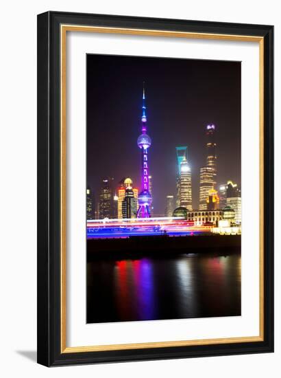 China 10MKm2 Collection - Shanghai Skyline with Oriental Pearl Tower at night-Philippe Hugonnard-Framed Photographic Print