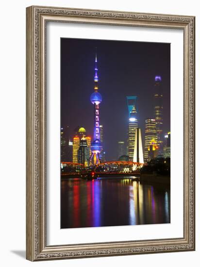 China 10MKm2 Collection - Shanghai Skyline with Oriental Pearl Tower at night-Philippe Hugonnard-Framed Photographic Print