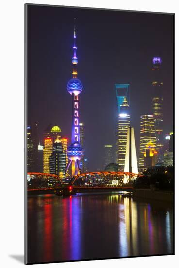 China 10MKm2 Collection - Shanghai Skyline with Oriental Pearl Tower at night-Philippe Hugonnard-Mounted Photographic Print