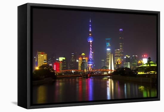 China 10MKm2 Collection - Shanghai Skyline with Oriental Pearl Tower at night-Philippe Hugonnard-Framed Premier Image Canvas