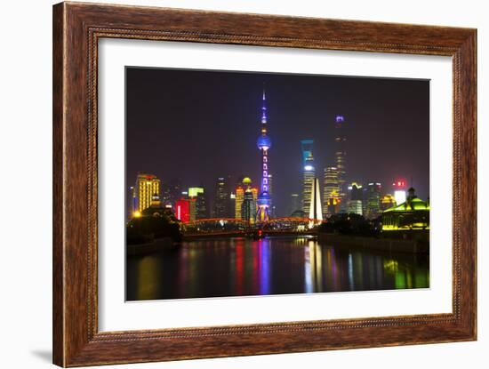 China 10MKm2 Collection - Shanghai Skyline with Oriental Pearl Tower at night-Philippe Hugonnard-Framed Photographic Print