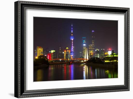 China 10MKm2 Collection - Shanghai Skyline with Oriental Pearl Tower at night-Philippe Hugonnard-Framed Photographic Print