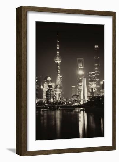 China 10MKm2 Collection - Shanghai Skyline with Oriental Pearl Tower at night-Philippe Hugonnard-Framed Photographic Print