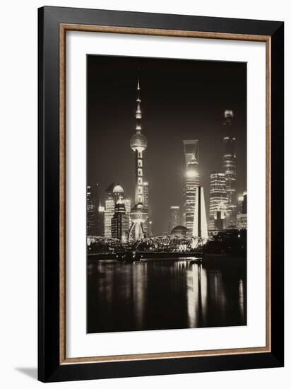 China 10MKm2 Collection - Shanghai Skyline with Oriental Pearl Tower at night-Philippe Hugonnard-Framed Photographic Print