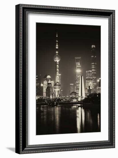 China 10MKm2 Collection - Shanghai Skyline with Oriental Pearl Tower at night-Philippe Hugonnard-Framed Photographic Print