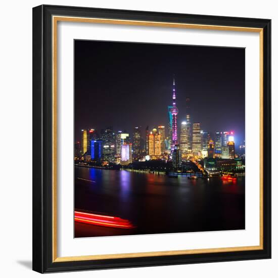 China 10MKm2 Collection - Shanghai Skyline with Oriental Pearl Tower at night-Philippe Hugonnard-Framed Photographic Print