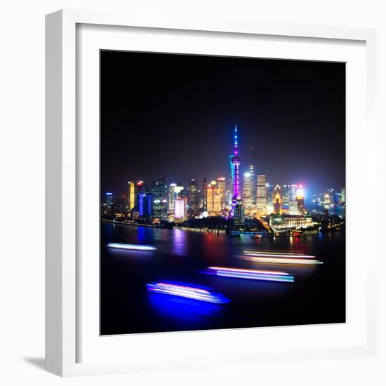 China 10MKm2 Collection - Shanghai Skyline with Oriental Pearl Tower at night-Philippe Hugonnard-Framed Photographic Print