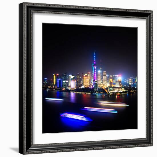 China 10MKm2 Collection - Shanghai Skyline with Oriental Pearl Tower at night-Philippe Hugonnard-Framed Photographic Print