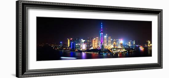 China 10MKm2 Collection - Shanghai Skyline with Oriental Pearl Tower at night-Philippe Hugonnard-Framed Photographic Print