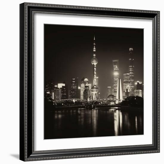 China 10MKm2 Collection - Shanghai Skyline with Oriental Pearl Tower at night-Philippe Hugonnard-Framed Photographic Print