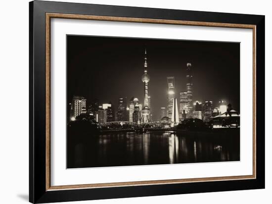 China 10MKm2 Collection - Shanghai Skyline with Oriental Pearl Tower at night-Philippe Hugonnard-Framed Photographic Print