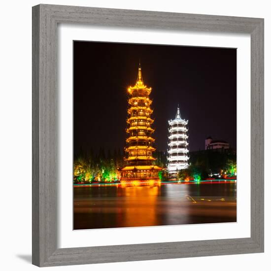 China 10MKm2 Collection - Sun & Moon Twin Pagodas-Philippe Hugonnard-Framed Photographic Print