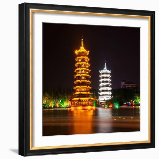 China 10MKm2 Collection - Sun & Moon Twin Pagodas-Philippe Hugonnard-Framed Photographic Print