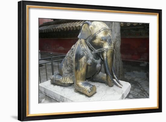 China, Beijing, Forbidden City, Gu Gong, Gilded Bronze Elephant Sculpture-null-Framed Giclee Print