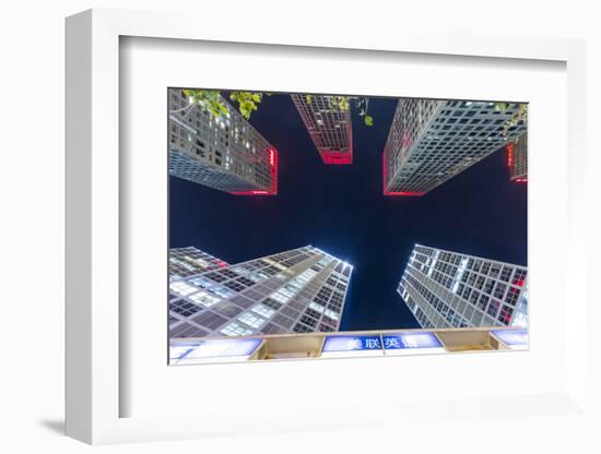 China, Beijing, Skyscrapers in Central Business District at Night-Paul Souders-Framed Photographic Print
