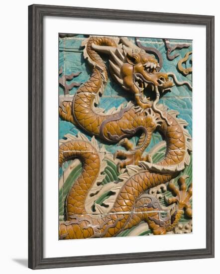 China, Beijing, Xicheng District, Behai Park, Detail of the Nine Dragon Screen-Walter Bibikow-Framed Photographic Print