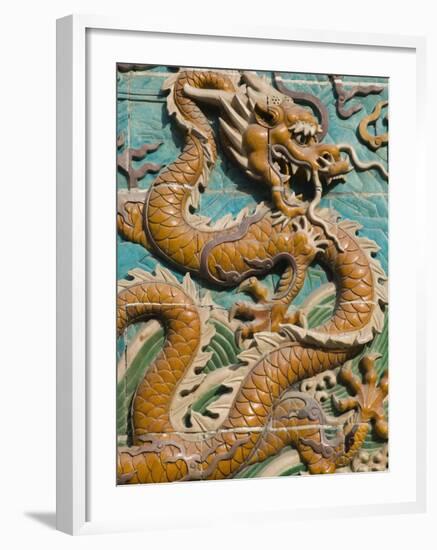 China, Beijing, Xicheng District, Behai Park, Detail of the Nine Dragon Screen-Walter Bibikow-Framed Photographic Print