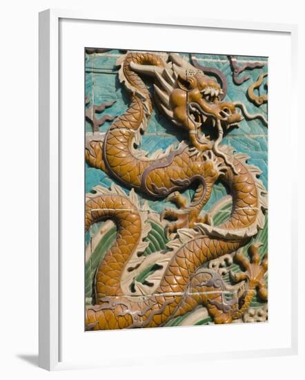 China, Beijing, Xicheng District, Behai Park, Detail of the Nine Dragon Screen-Walter Bibikow-Framed Photographic Print