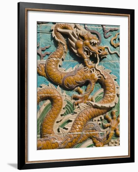 China, Beijing, Xicheng District, Behai Park, Detail of the Nine Dragon Screen-Walter Bibikow-Framed Photographic Print