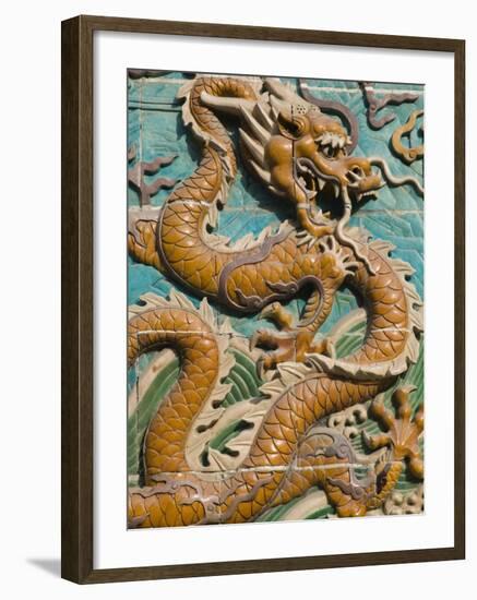 China, Beijing, Xicheng District, Behai Park, Detail of the Nine Dragon Screen-Walter Bibikow-Framed Photographic Print