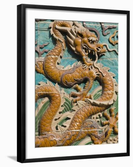 China, Beijing, Xicheng District, Behai Park, Detail of the Nine Dragon Screen-Walter Bibikow-Framed Photographic Print