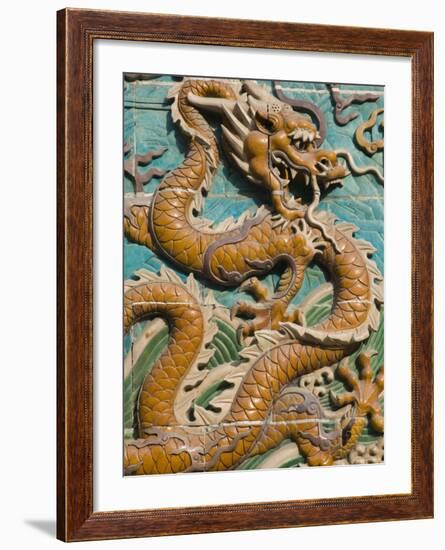 China, Beijing, Xicheng District, Behai Park, Detail of the Nine Dragon Screen-Walter Bibikow-Framed Photographic Print