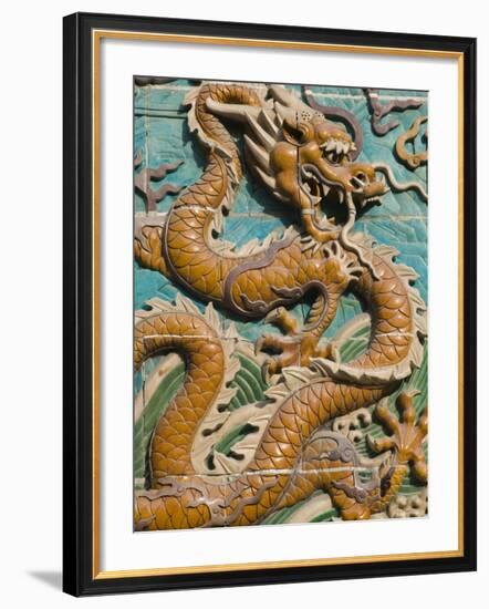 China, Beijing, Xicheng District, Behai Park, Detail of the Nine Dragon Screen-Walter Bibikow-Framed Photographic Print