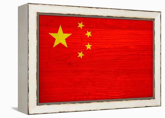 China Flag Design with Wood Patterning - Flags of the World Series-Philippe Hugonnard-Framed Stretched Canvas