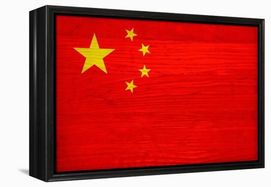 China Flag Design with Wood Patterning - Flags of the World Series-Philippe Hugonnard-Framed Stretched Canvas