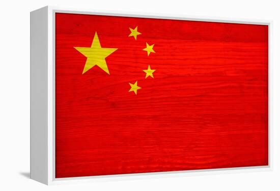 China Flag Design with Wood Patterning - Flags of the World Series-Philippe Hugonnard-Framed Stretched Canvas