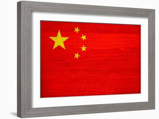 China Flag Design with Wood Patterning - Flags of the World Series-Philippe Hugonnard-Framed Art Print