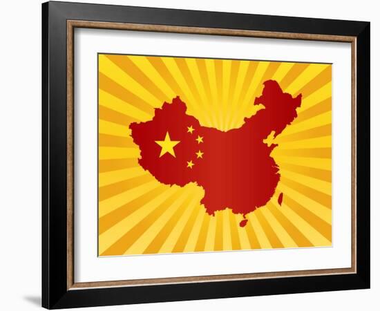 China Flag In Map Silhouette Illustration-jpldesigns-Framed Art Print