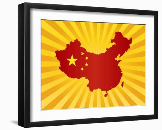 China Flag In Map Silhouette Illustration-jpldesigns-Framed Art Print