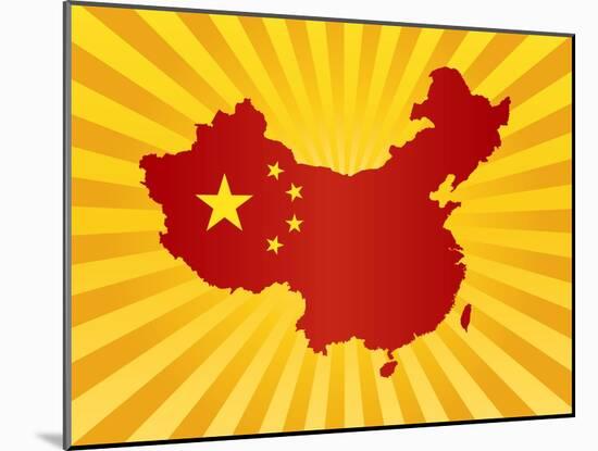 China Flag In Map Silhouette Illustration-jpldesigns-Mounted Art Print