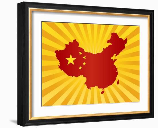 China Flag In Map Silhouette Illustration-jpldesigns-Framed Art Print