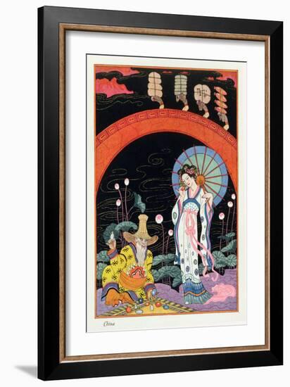 China, from "The Art of Perfume," Published 1912-Georges Barbier-Framed Giclee Print