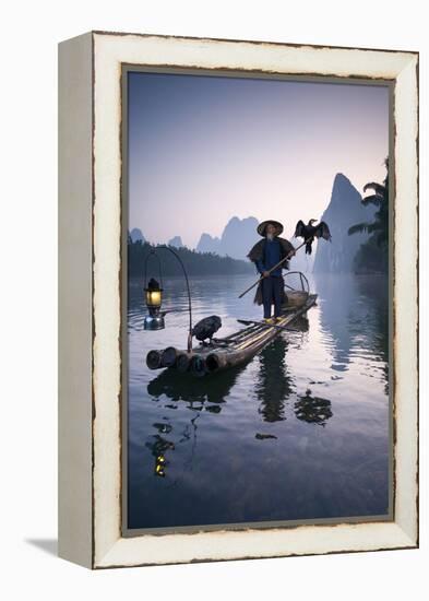 China, Guanxi, Yangshuo. Old Chinese Fisherman-Matteo Colombo-Framed Premier Image Canvas