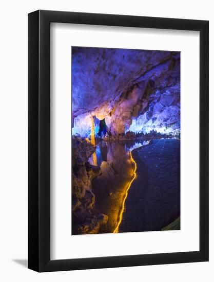 China, Guling, Multicolored Lights in the Reed Flute Cave-Terry Eggers-Framed Photographic Print