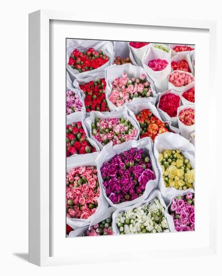 China, Hong Kong. Flower market.-Julie Eggers-Framed Photographic Print