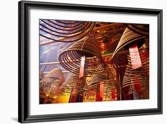 China, Hong Kong, Spiral Incense Sticks at Man Mo Temple-Terry Eggers-Framed Photographic Print