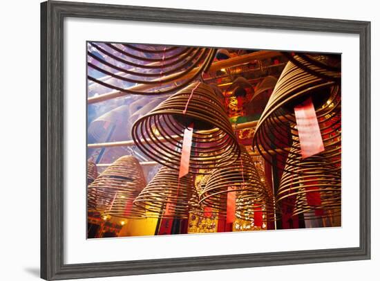 China, Hong Kong, Spiral Incense Sticks at Man Mo Temple-Terry Eggers-Framed Photographic Print