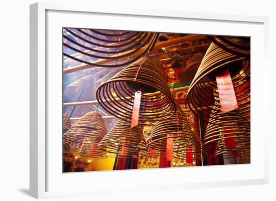 China, Hong Kong, Spiral Incense Sticks at Man Mo Temple-Terry Eggers-Framed Photographic Print
