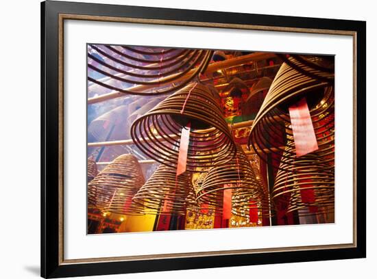 China, Hong Kong, Spiral Incense Sticks at Man Mo Temple-Terry Eggers-Framed Photographic Print