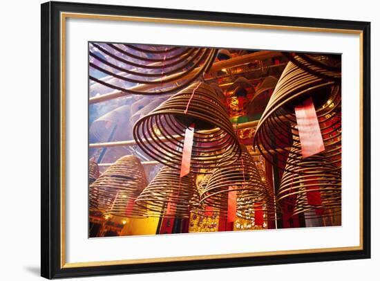 China, Hong Kong, Spiral Incense Sticks at Man Mo Temple-Terry Eggers-Framed Photographic Print