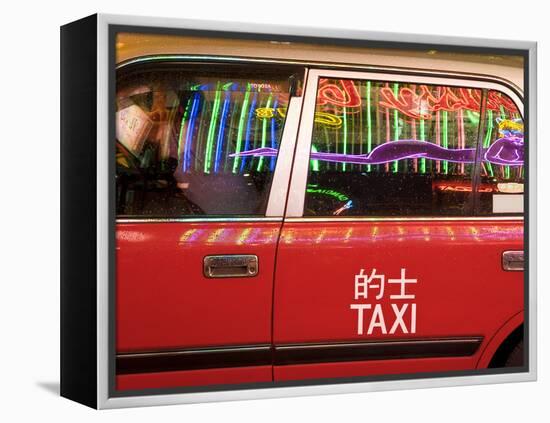 China, Hong Kong, Wan Chai, Nightlife Neon Reflected in a Hong Kong Taxi Window-Gavin Hellier-Framed Premier Image Canvas