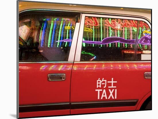 China, Hong Kong, Wan Chai, Nightlife Neon Reflected in a Hong Kong Taxi Window-Gavin Hellier-Mounted Photographic Print