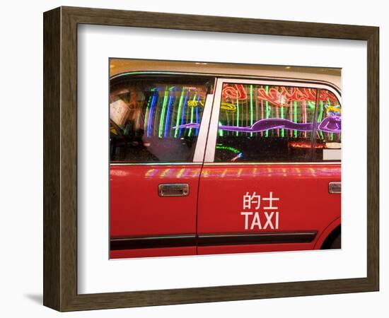 China, Hong Kong, Wan Chai, Nightlife Neon Reflected in a Hong Kong Taxi Window-Gavin Hellier-Framed Photographic Print