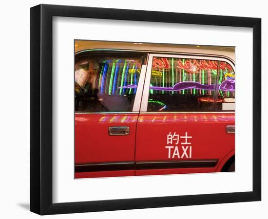 China, Hong Kong, Wan Chai, Nightlife Neon Reflected in a Hong Kong Taxi Window-Gavin Hellier-Framed Photographic Print