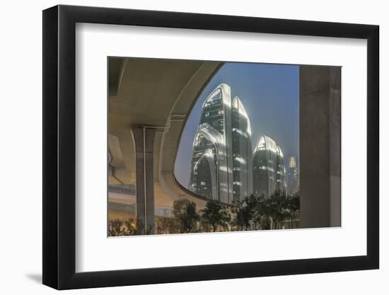 China, Jiangsu, Nanjing. Expressway and modern buildings near Nanjing South Station.-Rob Tilley-Framed Photographic Print